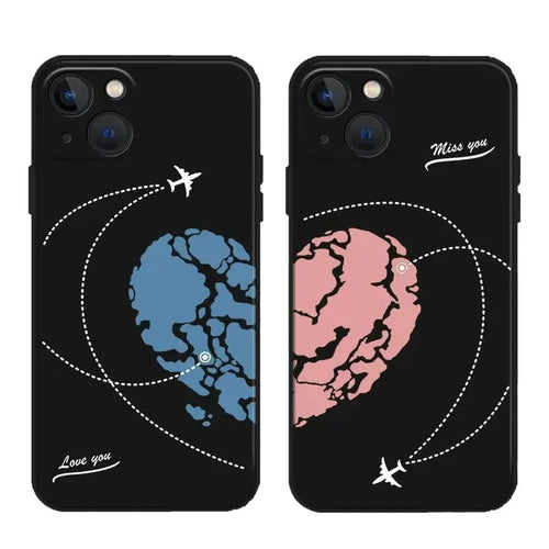 Aircraft Love Heart Couple iPhone Case